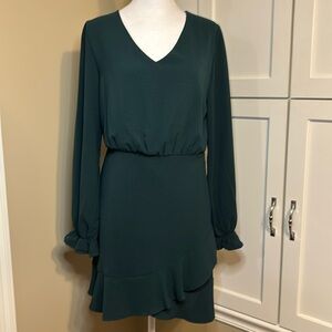 She+Sky Emerald Green Long Sleeve Dress Size M Like New
